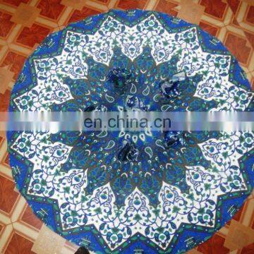 Blue Star Mandala Round Table Cloth Yoga Mat Table Cloth WIth Napkins Beach Throw