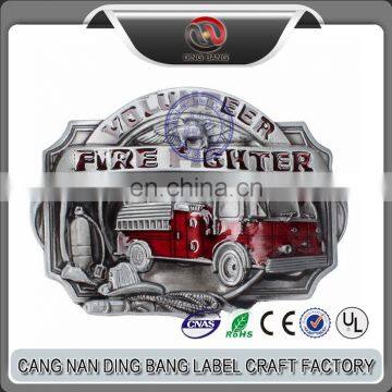 Low MOQ Stock High Grade Custom Clear Enamel Type Nickel Black Zinc Alloy Fire Alarm Fireman Belt Buckle