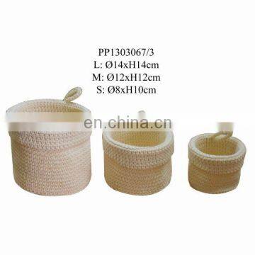 White PP Round Baskets Crocheted