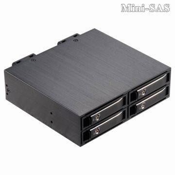 2.5in Aluminum 4-bay Mobile Rack Backplane for 2.5in SATA/ MiniSAS Drives Hot Swap SSDs/HDDs From 7-15mm Hdd Enclosure