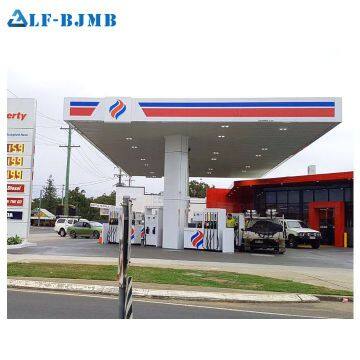 High Standard Design Light Weight Steel Space Frame Service/Gas/Petrol Station Canopy