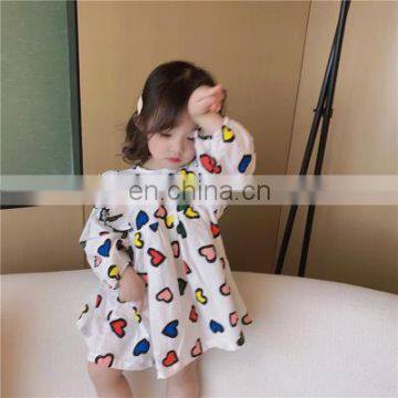 Girls color love full-print flying dress princess dress