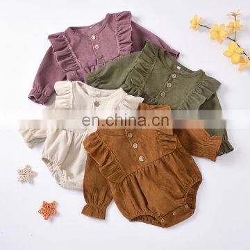 Fall 2020 BABY BODYSUIT baby long sleeve corduroy flying sleeve hip suit spring and autumn creeper