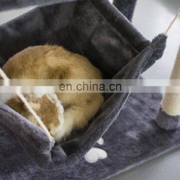 China Factory Customized Design Plush Wooden Pet Condo Tower Supplier Furniture Toys Cat Scratcher Tree House photo-4