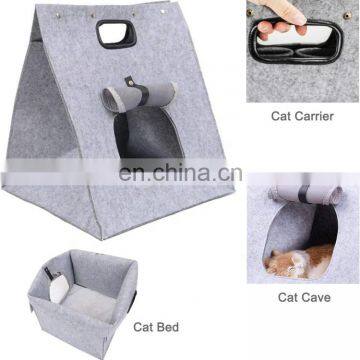 Felt Cat House Portable Foldable Cat Carrier Bag With Side Zipper Flap photo-6