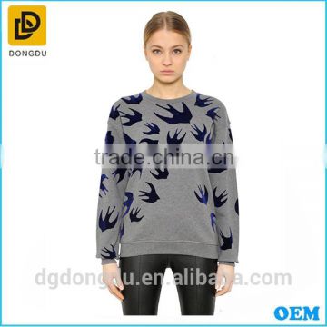 2016 high quality ladies fashion printing long sleeve lady casual hoodies