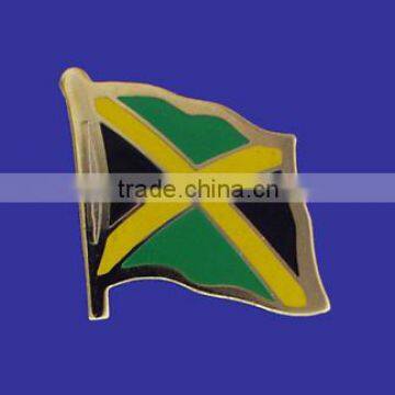 Custom design top quality cloisonne hard enamel filled Jamaica World Flag Lapel Pin