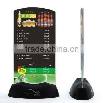 Good quality colorful ktv led menu tent card