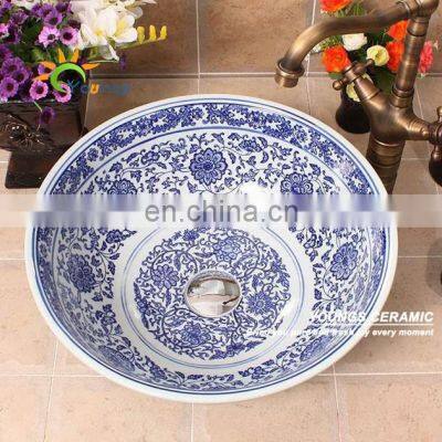 Hot Selling Jingdezhen Ceramic Wash Basin Blue and White photo-2