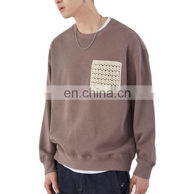 high quality solid color thick cotton fabric custom men's hoodies & sweatshirt with  woolen pocket for sport