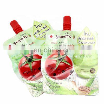 Custom printed cosmetics spout pouch lipgloss spout pouch with tip and cap