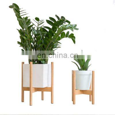 nordic concise style fixed wooden flower pot stand adjustable bamboo plant stands