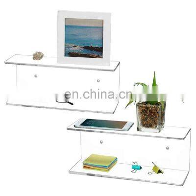 Acrylic Floating Wall Ledge Shelf 2 Tier Clear Acrylic Wall Mount Floating Display Shelves