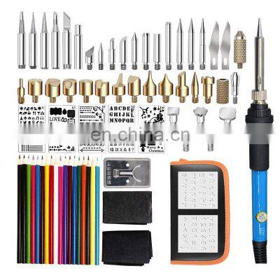 71pcs Wood Burning Pen Kit With Tips Soldering Iron Drawing Templates 18 Colored Pencils photo-4
