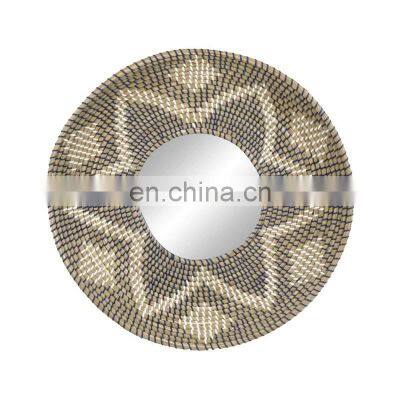 Eco Friendly Decor Boho Seagrass Round Mirror Bohemian Art Decor Manufacturer Vietnam Cheap Wholesale