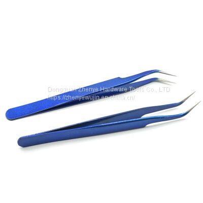 Dark Blue Eyelash Grafting High-precision Tweezers Blossom Set Eyelash Beautifying Tool Elbow Tweezers Sticker Cute