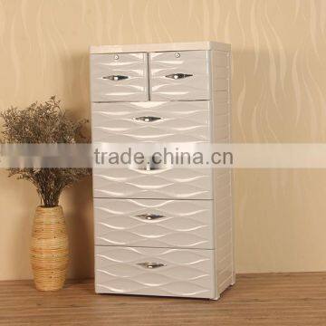Raised Grain Surface Design Plastic 5 Drawer Unit Storage Cabinet photo-3