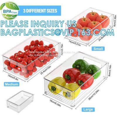 Hot Selling Transparent Plastic Pet Kitchen Stackable Storage Box Bins Container Set Refrigerator Drawer Fridge Organizer photo-3