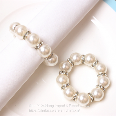 Новый хит продаж! Наручники для салфеток с жемчужными бусинками. Украшение для стола на свадьбах photo-2