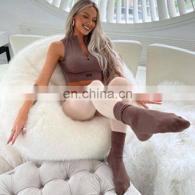 New Arrival Provide OEM ODM Service Women High Quality Sports Socks High Elastic Casual Solid Warmy Girl Yoga Socks photo-4