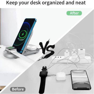 Good Quality 15W Fast Charge Portable Foldable 3In1 Wireless Charger For Iphone And Airpods photo-3