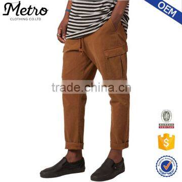 Custom Mens Slim Fit Twill Cargo Pants in Military Brown