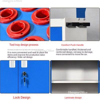 Large Capacity Tool Storage Trolley Mobile Workstation with Security Locks & Flexible Layout for Manufacturing Plant and Equipment Repair