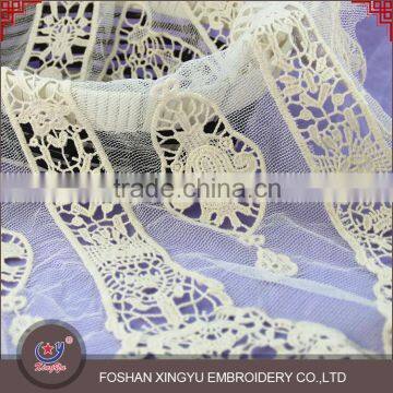 New Style Low Cost Plain White Net Embroidery Fabric Design 100% Cotton Mesh Fabric photo-2