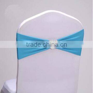 blue wedding plain style spandex lycra elastic chair bands with buckles