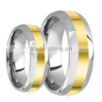 His & Her's Two Tone Gold Center and Domed Shape Wedding Band Ring