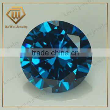 Wholesale Dark Aquamarine round machine cut synthetic cubic zirconia