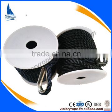 high strength black color 3 strand twisted anchor rope