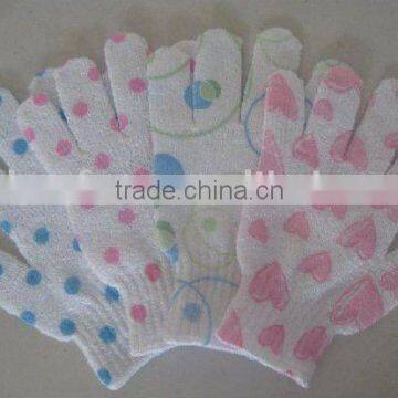 printed nylon exfoliating bath glove magic peeling glove body scrub glove