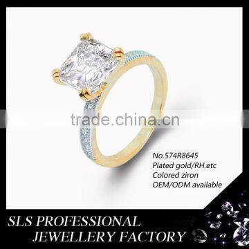 China factory wholesale jewellery 18K yellow gold diamond wedding ring jewelry with a big stone