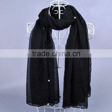 Wholesale Women Fashion Solid Color Cotton Pearl Scarf With Jewelry photo-4