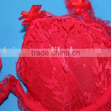 Hot Sexy Triangle Bright Red Flower Lace Bra With Wedding Hall photo-6