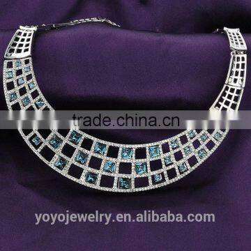 New Model Choker Gold Crystal Latest Design Saudi Gold Jewelry Necklace photo-3