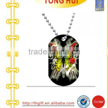 Printing Butterfly logo dog tag necklace manufacturer jewelry