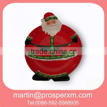 wholesale ceramic christmas santa candy plate