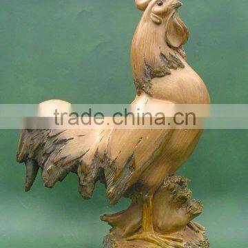 15-3/4"H Polyresin rooster in wood look