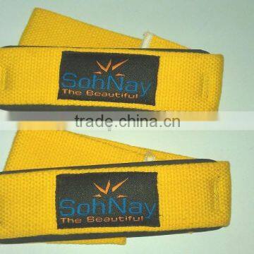 Yellow Weight Lifting Straps made by Heavy-Duty Cotton With & Without Padding