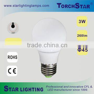 3W pear shaped conductive plastic LED A45 bulb