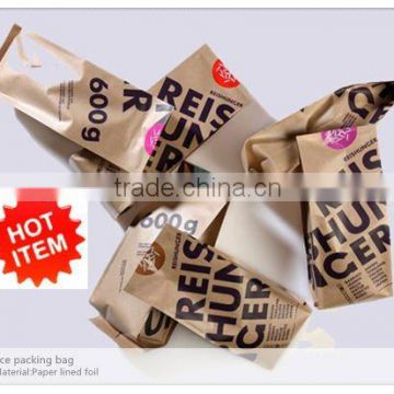 Heat Sealed Foil Lined Kraft Paper Rice Packing bag