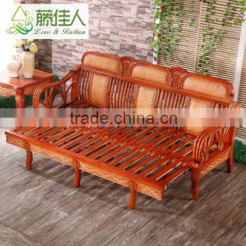 Cane Wood Rattan Livning Room Set Smart One Person Single Chesterfield Sofa Cum Bed Furniture photo-4