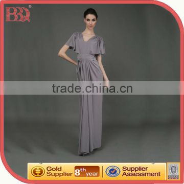 v neck satin summer dress woman blank wholesale dresses bat sleeve evening dress grey long prom dresses