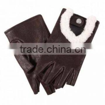 Women's Fingerless Nubuck Leather Gloves