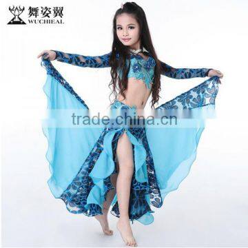 Wuchieal Sexy Kids Skirt and Top Set Girl Sexy Stage Performance Belly Dance Costumes