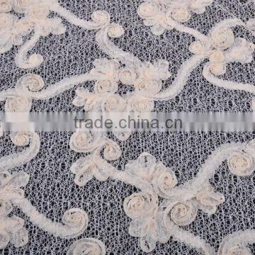 Superior Quality Netting Bottom Chiffon Ribbon Flower Embroidery Lace photo-3