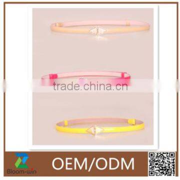 2016 Fashion Stylish Hot Sell Candy ColorPU Belt With Stone Buckle