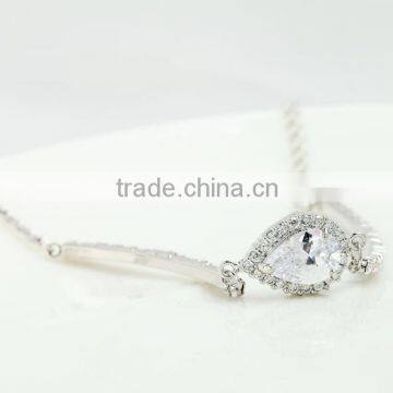 18K Rose Gold and White Gold Plated Jewelry Women Chain and Micro AAA Cubic Zircon Pave 2 Carat Pear Cut CZ Bracelet photo-6